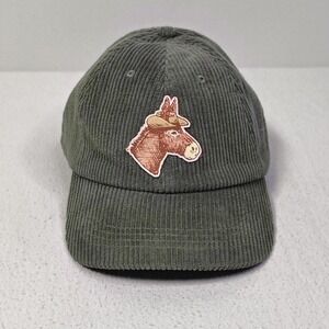Weld Corduroy Baseball Cap Hat Mens Adjustable Green Mule Donkey Patch Dad Hat